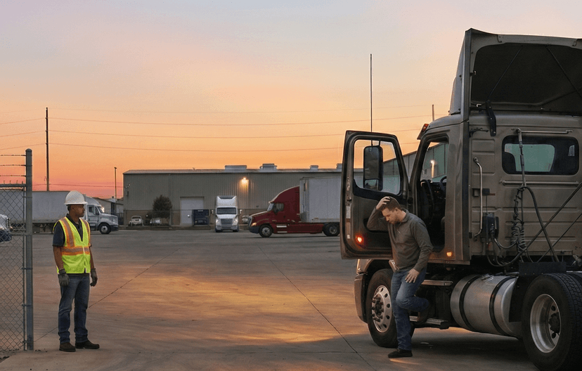 Reasonable suspicion awareness training - supervisors reviewing a checklist near fleet vehicles