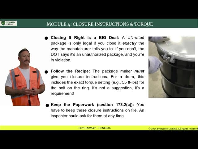 Thumbnail for DOT HAZMAT General and Security Awareness Course Preview (English)