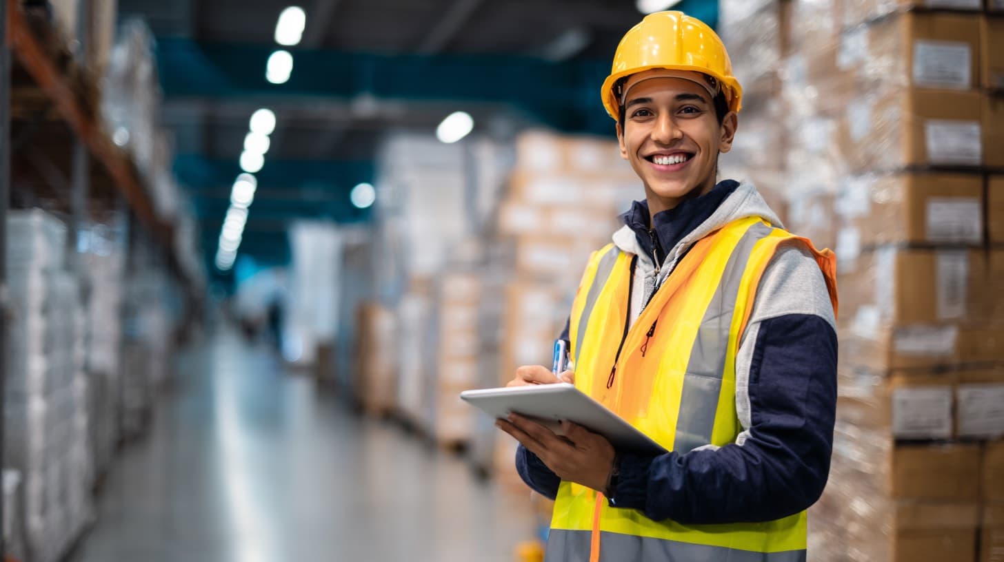 Hazmat supervisor walking the warehouse floor